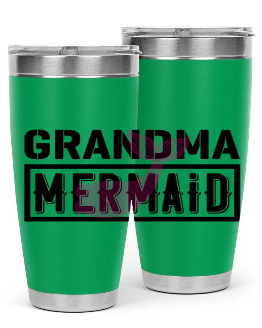Grandma Mermaid 203# Tumbler, a stylish 20oz stainless steel drinkware with a charming mermaid design, perfect for hot and cold beverages.