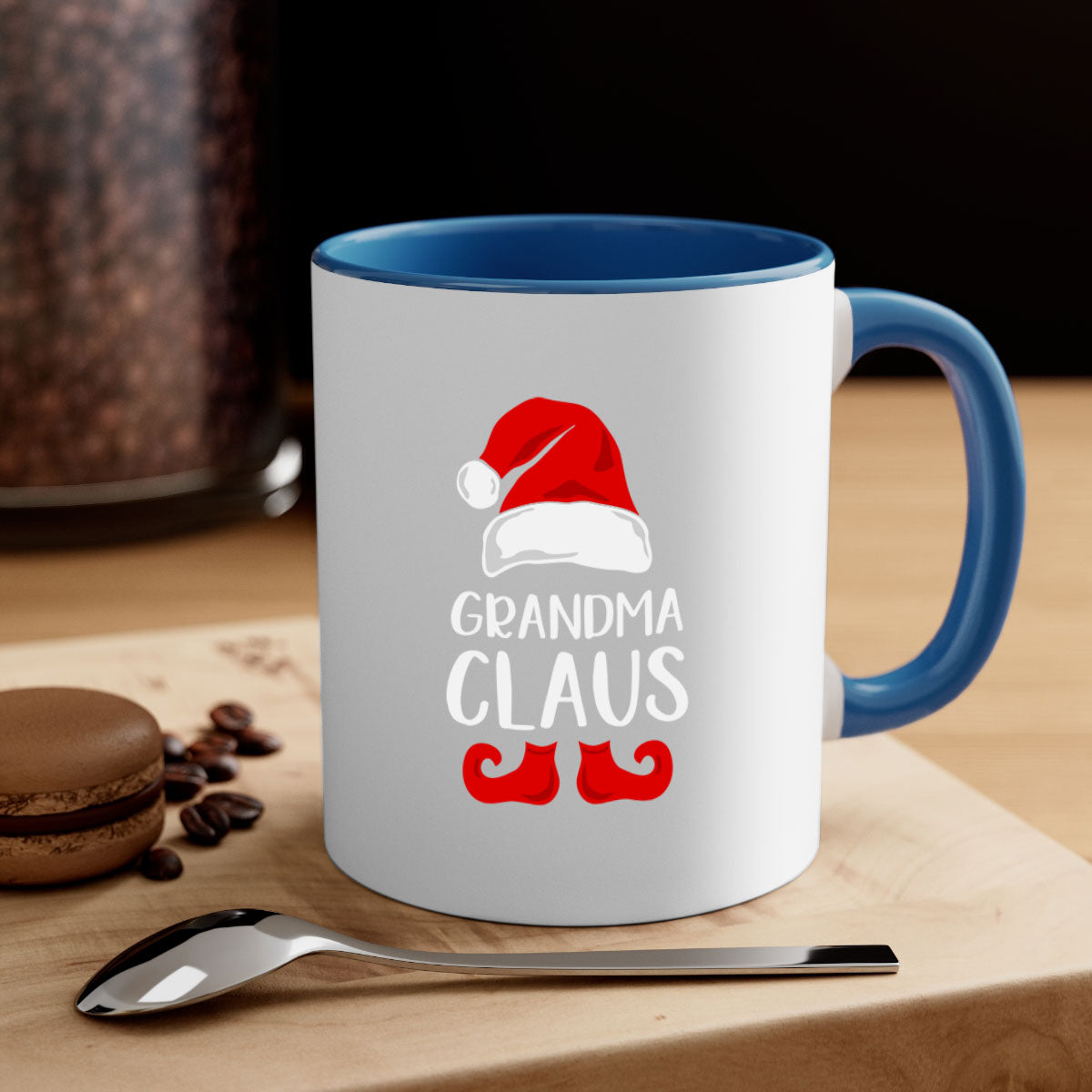 Grandmaclaus style 8# Christmas Mug featuring a glossy finish, colored handle, and interior, available in multiple colors.