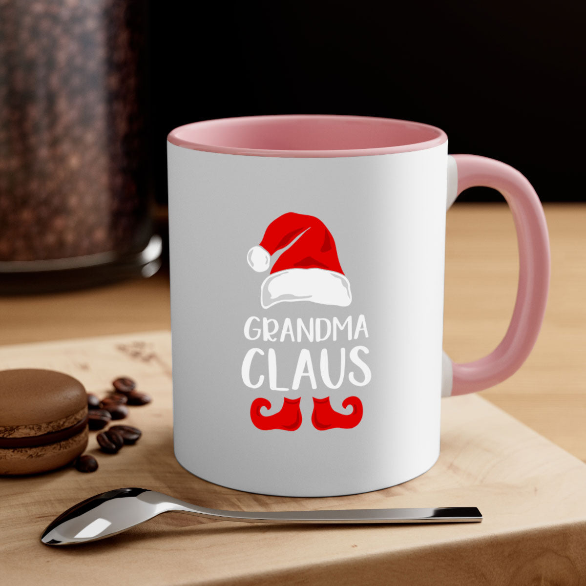Grandmaclaus style 8# Christmas Mug featuring a glossy finish, colored handle, and interior, available in multiple colors.
