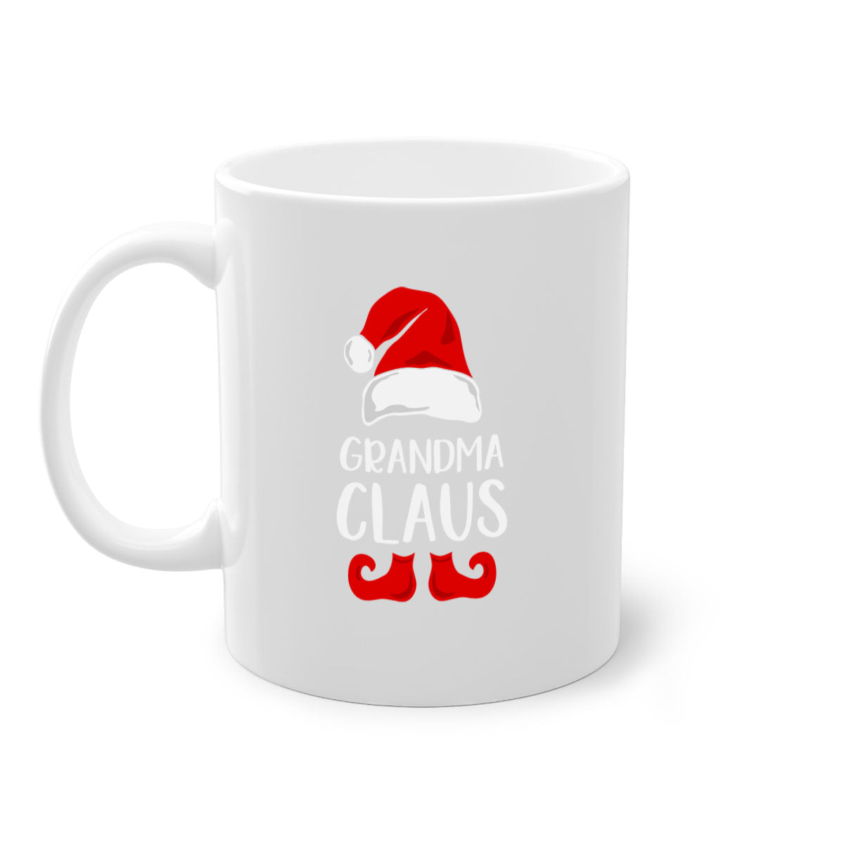 Grandmaclaus style 8# Christmas Mug featuring a glossy finish, colored handle, and interior, available in multiple colors.