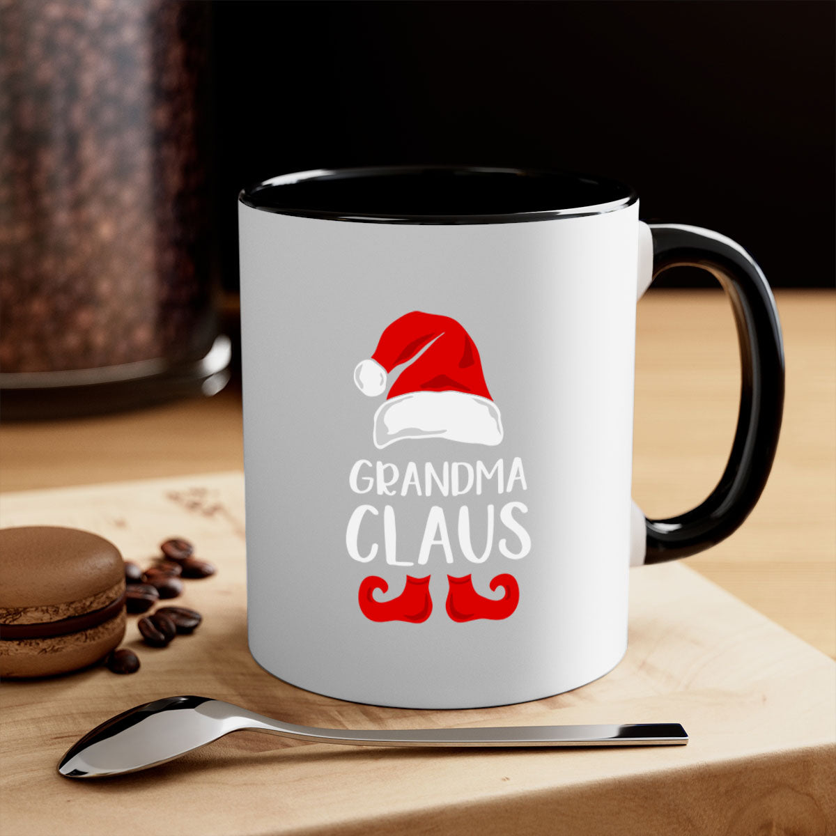 Grandmaclaus style 8# Christmas Mug featuring a glossy finish, colored handle, and interior, available in multiple colors.