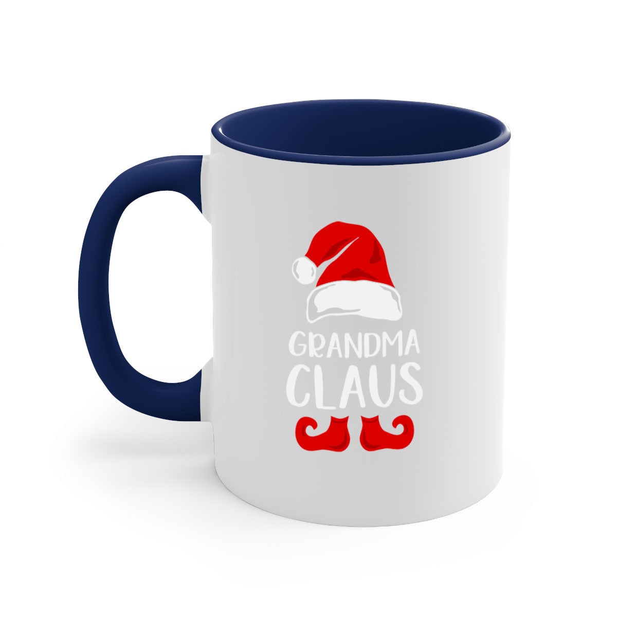 Grandmaclaus style 8# Christmas Mug featuring a glossy finish, colored handle, and interior, available in multiple colors.