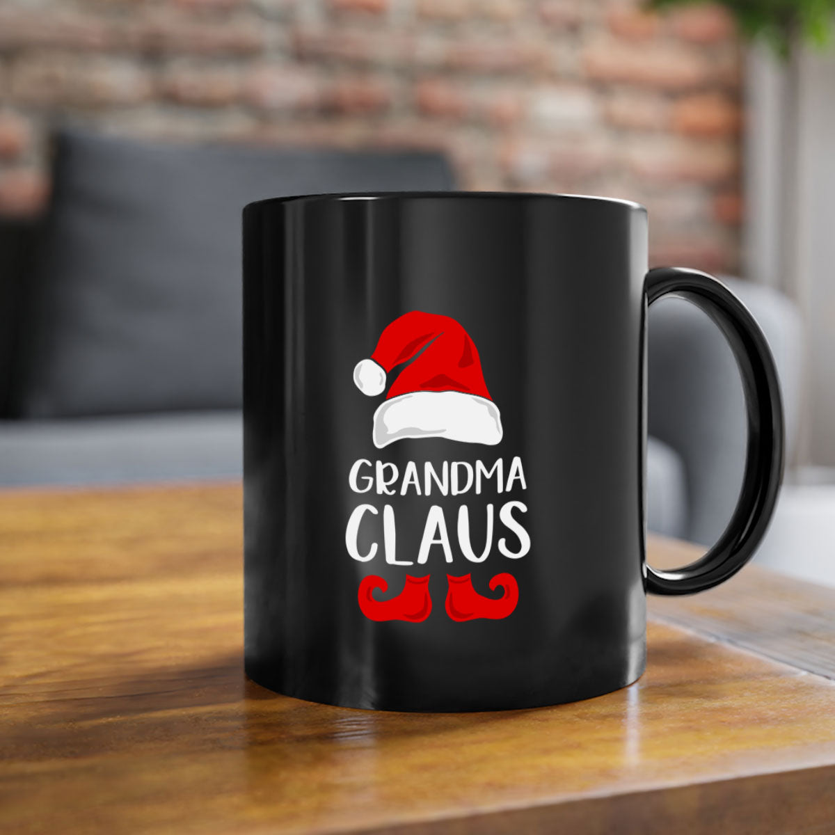 Grandmaclaus style 8# Christmas Mug featuring a glossy finish, colored handle, and interior, available in multiple colors.