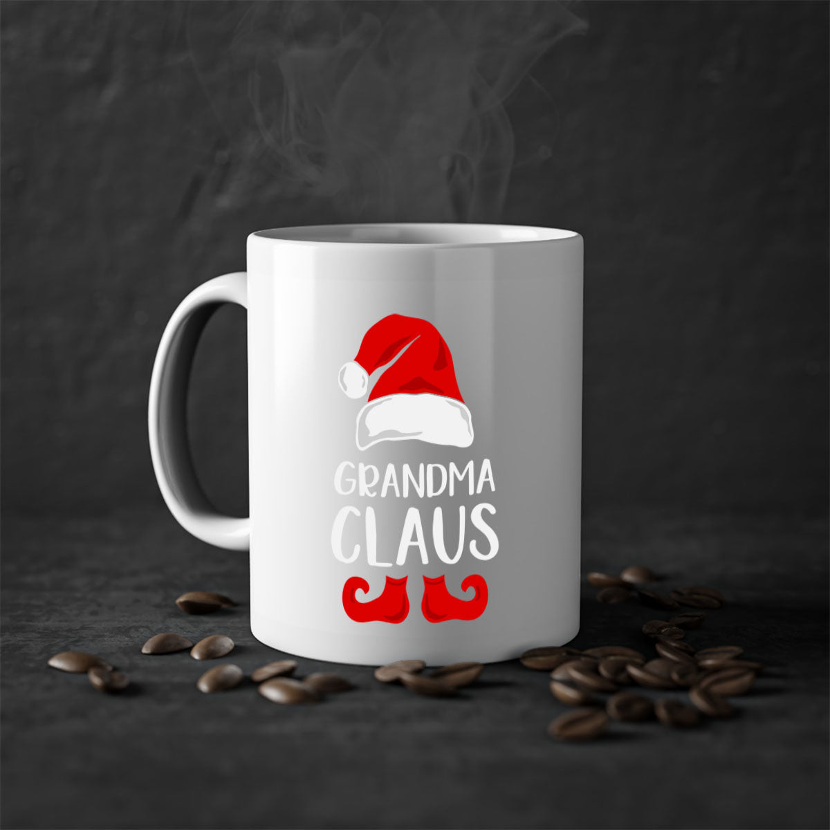 Grandmaclaus style 8# Christmas Mug featuring a glossy finish, colored handle, and interior, available in multiple colors.