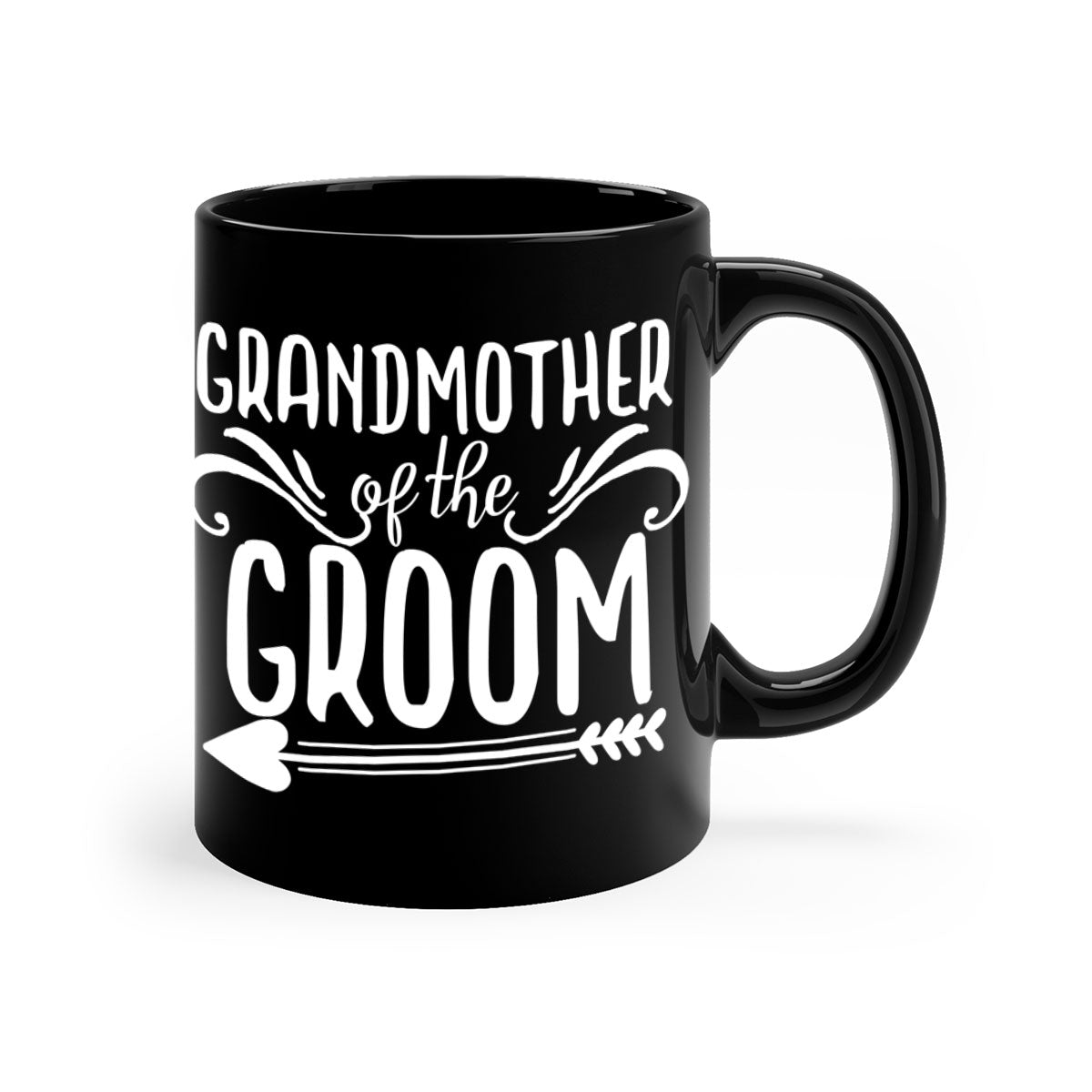 Ceramic Grandmother of the Groom Mug with colorful handle and glossy finish, available in multiple colors and sizes.