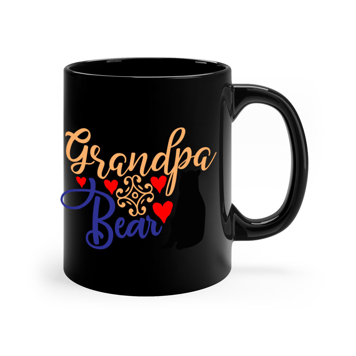 Grandpa Bear 43# Mug featuring a glossy finish, colored handle, and interior, available in multiple colors and sizes.