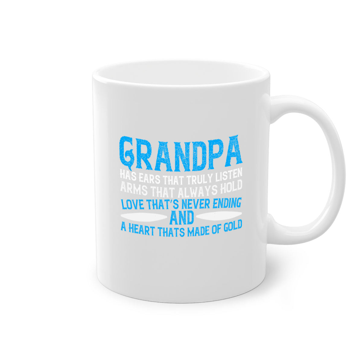 Ceramic Grandpa Mug with colorful handle and interior, available in two sizes, showcasing a glossy finish.