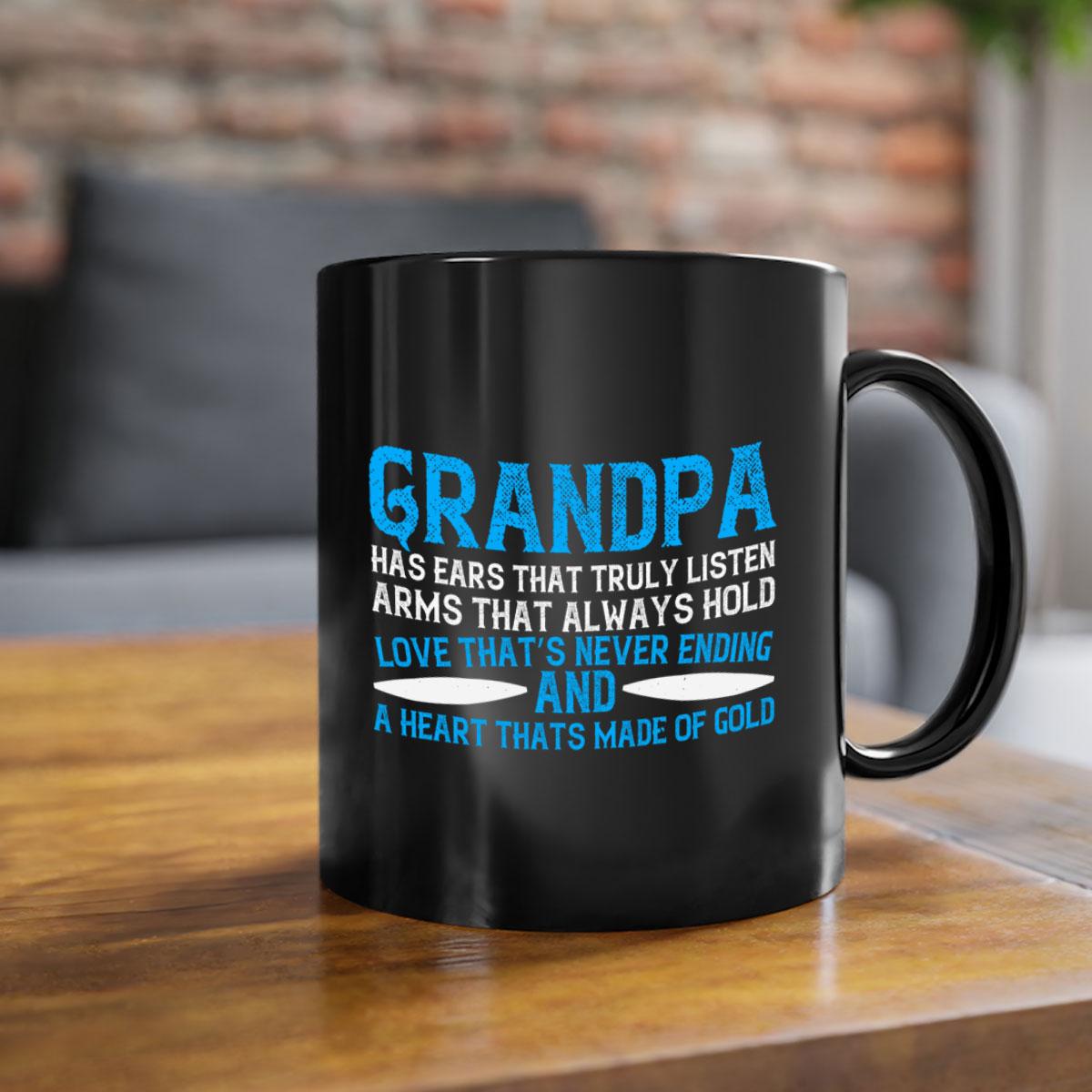 Ceramic Grandpa Mug with colorful handle and interior, available in two sizes, showcasing a glossy finish.