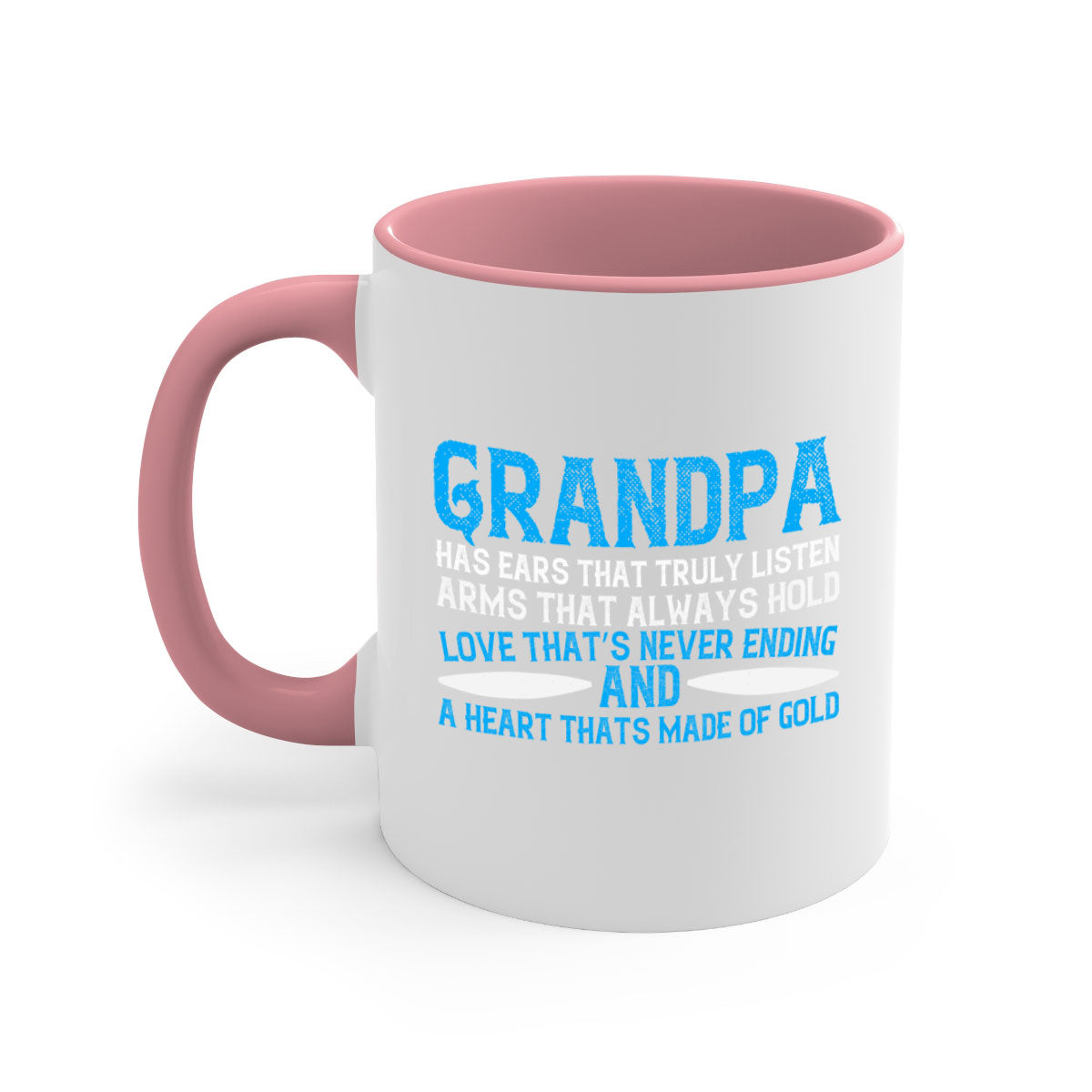 Ceramic Grandpa Mug with colorful handle and interior, available in two sizes, showcasing a glossy finish.