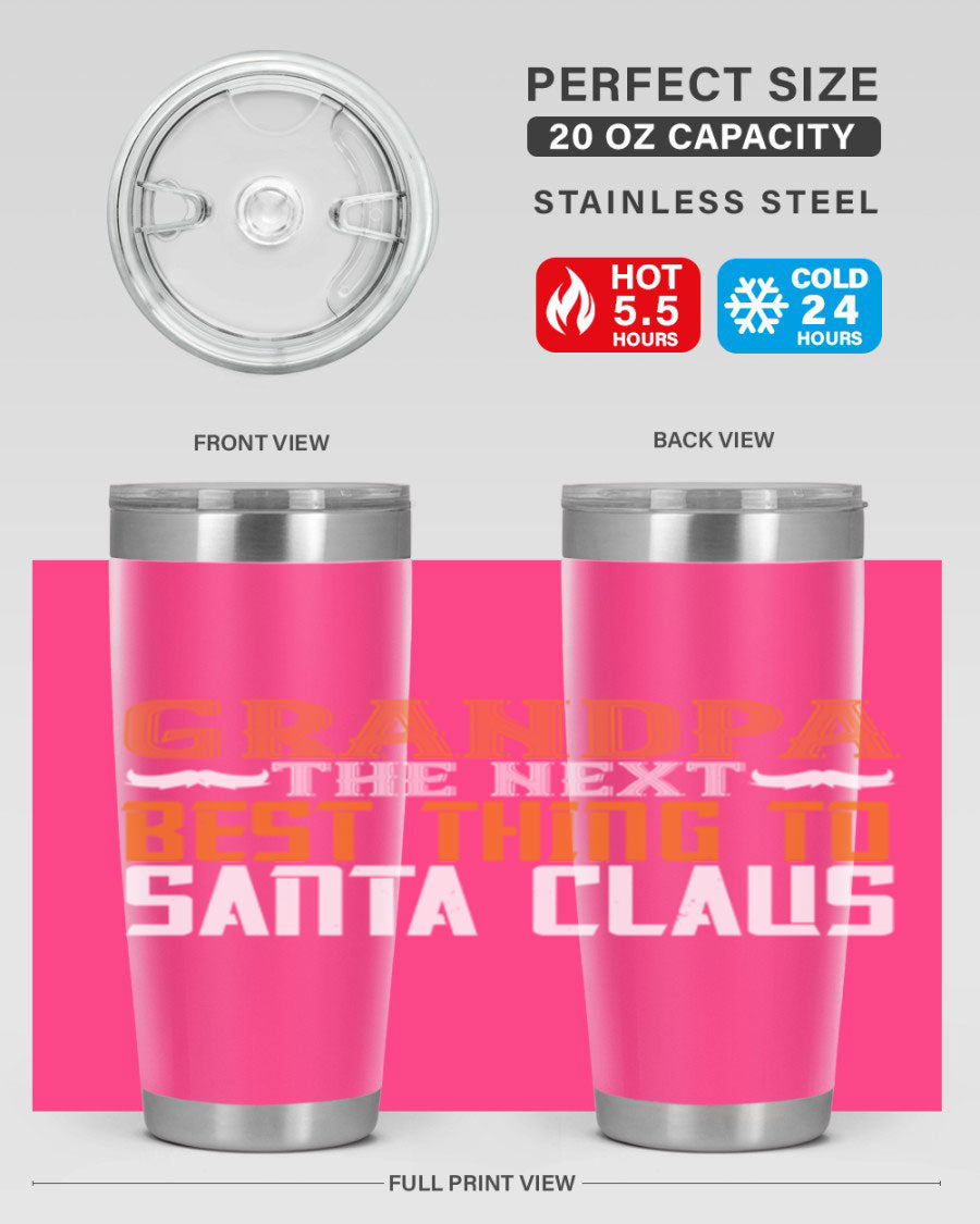 Grandpa the next 103# Tumbler in stainless steel with a drink-thru lid, showcasing its sleek design and double wall insulation.