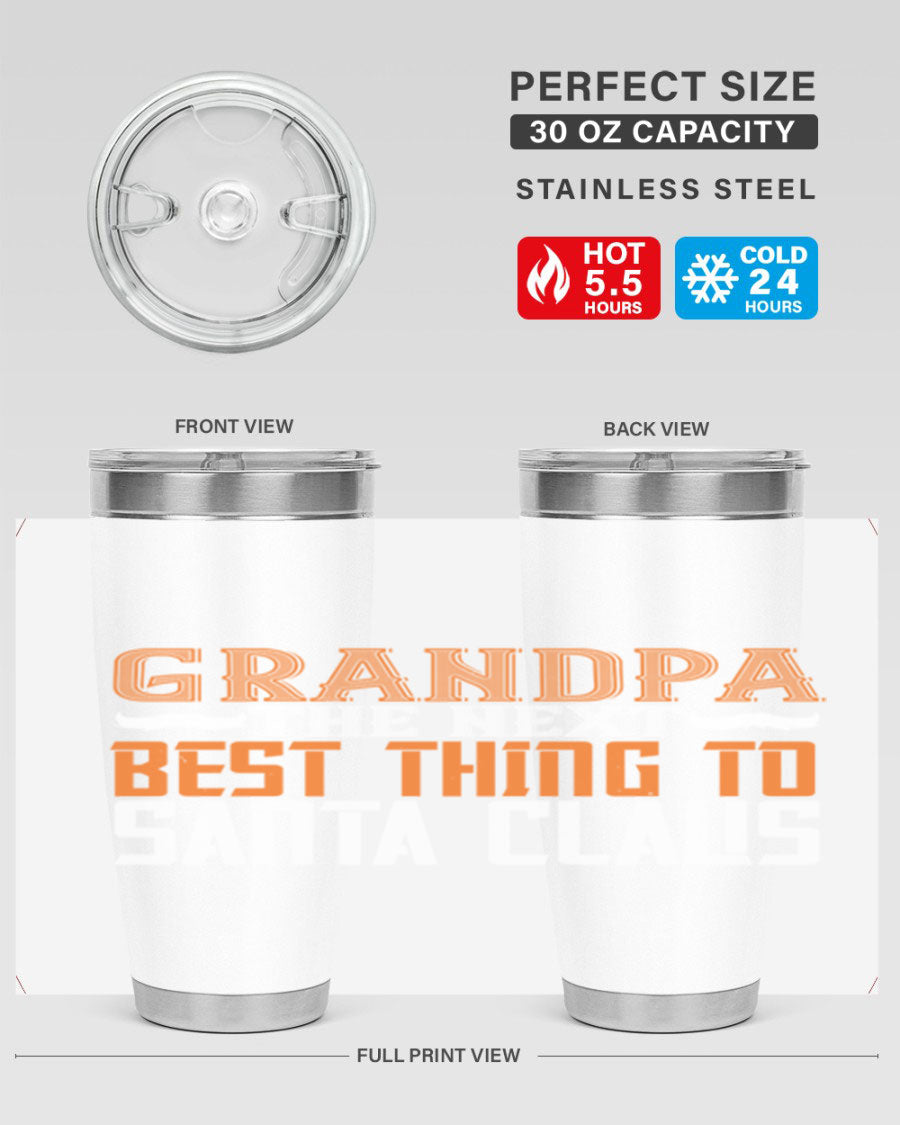 Grandpa the next 103# Tumbler in stainless steel with a drink-thru lid, showcasing its sleek design and double wall insulation.