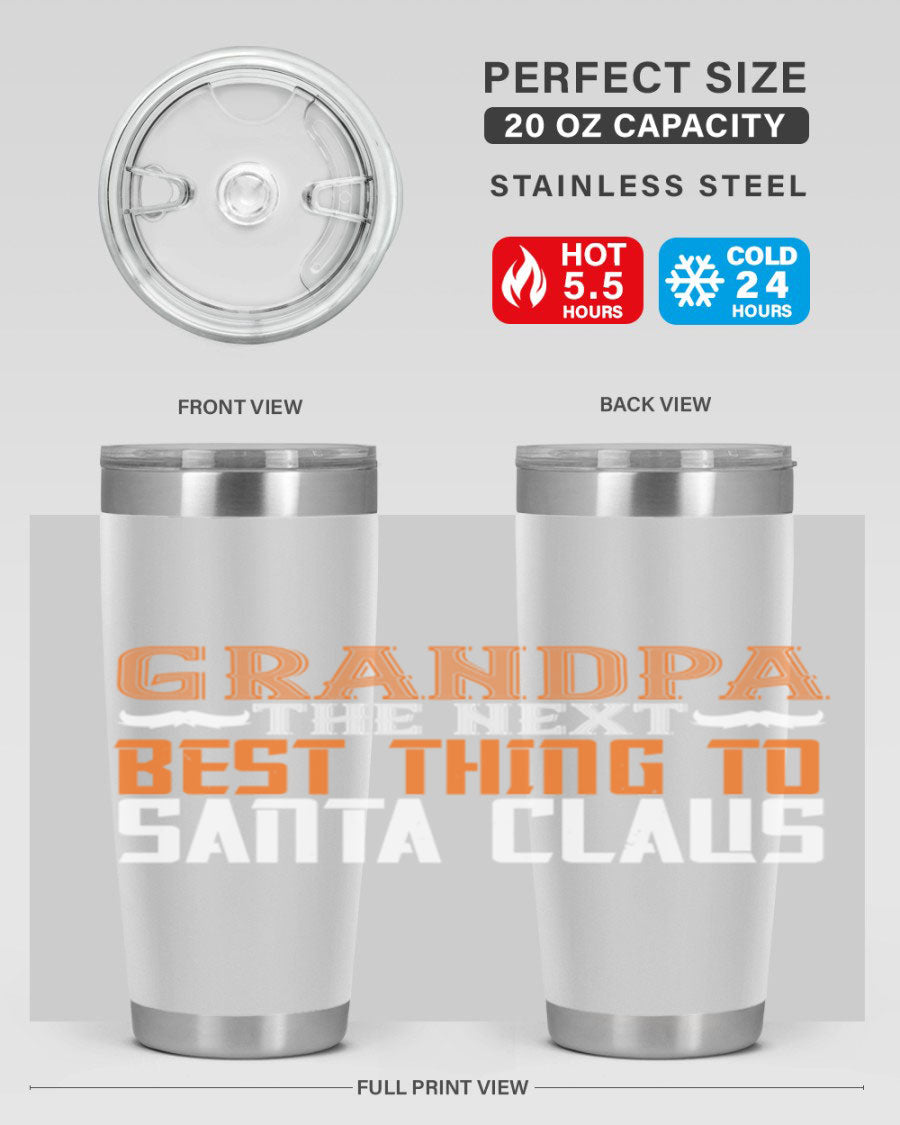 Grandpa the next 103# Tumbler in stainless steel with a drink-thru lid, showcasing its sleek design and double wall insulation.