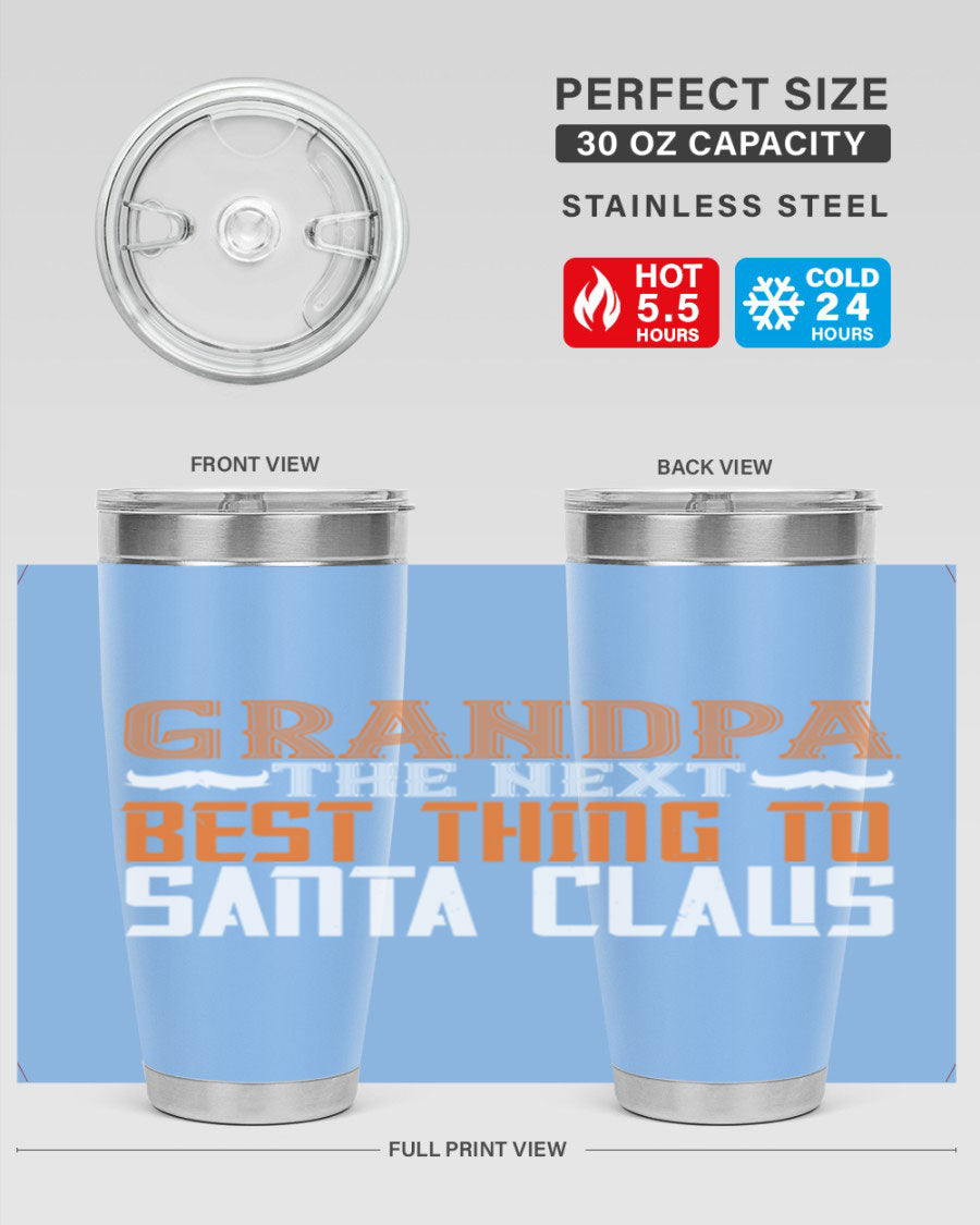 Grandpa the next 103# Tumbler in stainless steel with a drink-thru lid, showcasing its sleek design and double wall insulation.