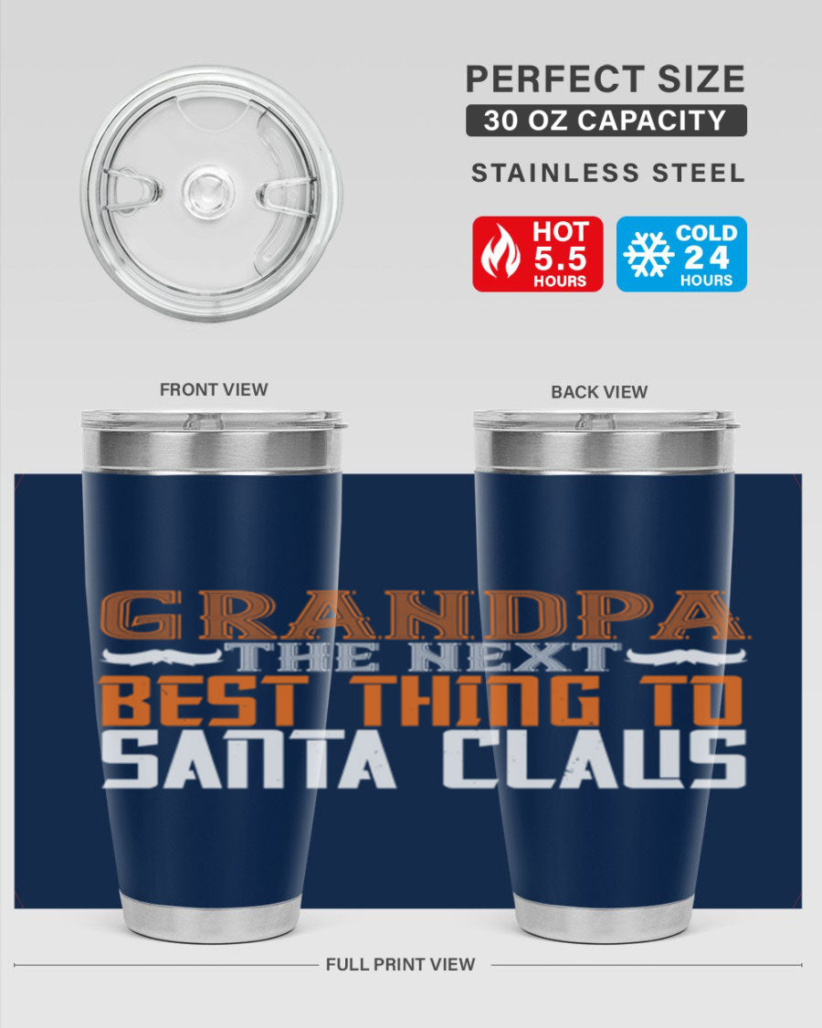 Grandpa the next 103# Tumbler in stainless steel with a drink-thru lid, showcasing its sleek design and double wall insulation.