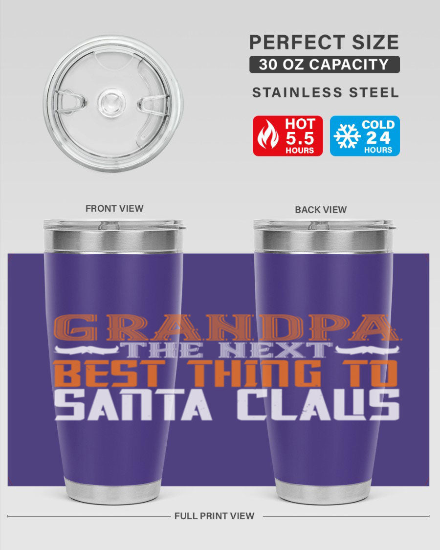 Grandpa the next 103# Tumbler in stainless steel with a drink-thru lid, showcasing its sleek design and double wall insulation.