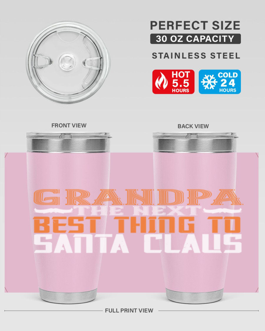 Grandpa the next 103# Tumbler in stainless steel with a drink-thru lid, showcasing its sleek design and double wall insulation.