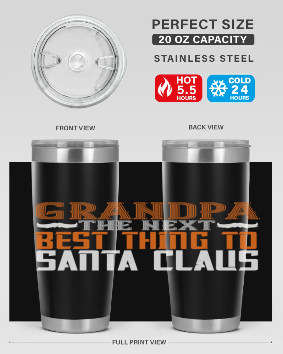 Grandpa the next 103# Tumbler in stainless steel with a drink-thru lid, showcasing its sleek design and double wall insulation.