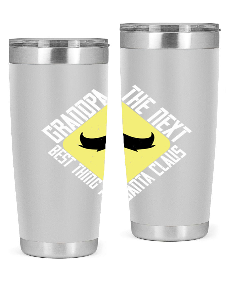 Grandpa Tumbler featuring a double wall vacuum design, perfect for hot and cold beverages, with a stylish print saying 'The next best thing to Santa Claus'.