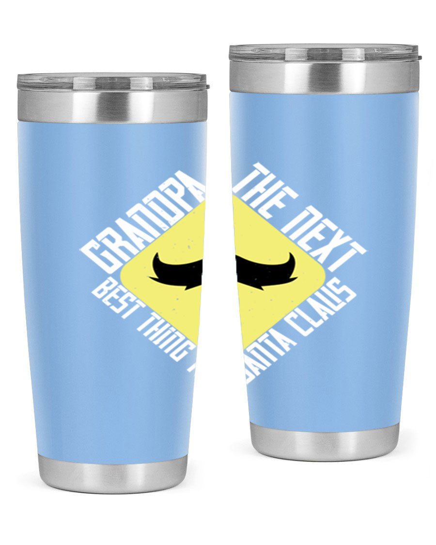 Grandpa Tumbler featuring a double wall vacuum design, perfect for hot and cold beverages, with a stylish print saying 'The next best thing to Santa Claus'.