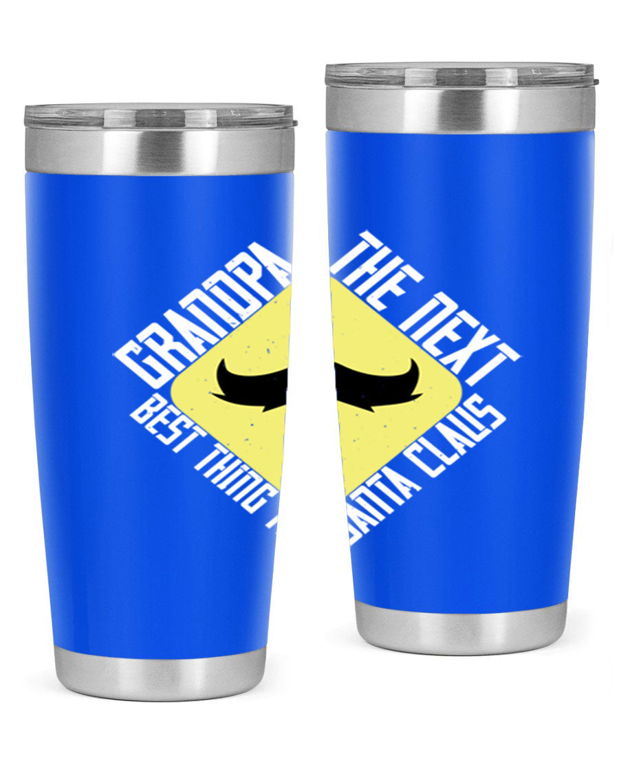 Grandpa Tumbler featuring a double wall vacuum design, perfect for hot and cold beverages, with a stylish print saying 'The next best thing to Santa Claus'.