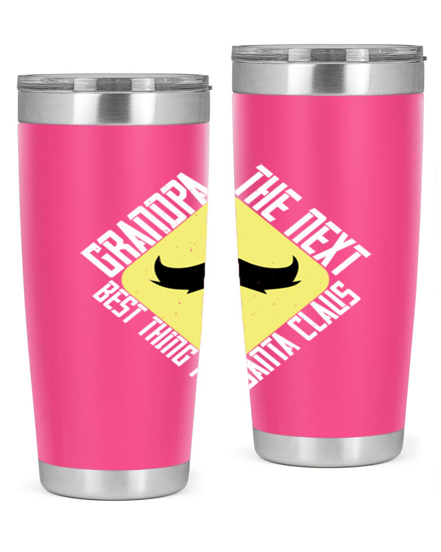 Grandpa Tumbler featuring a double wall vacuum design, perfect for hot and cold beverages, with a stylish print saying 'The next best thing to Santa Claus'.