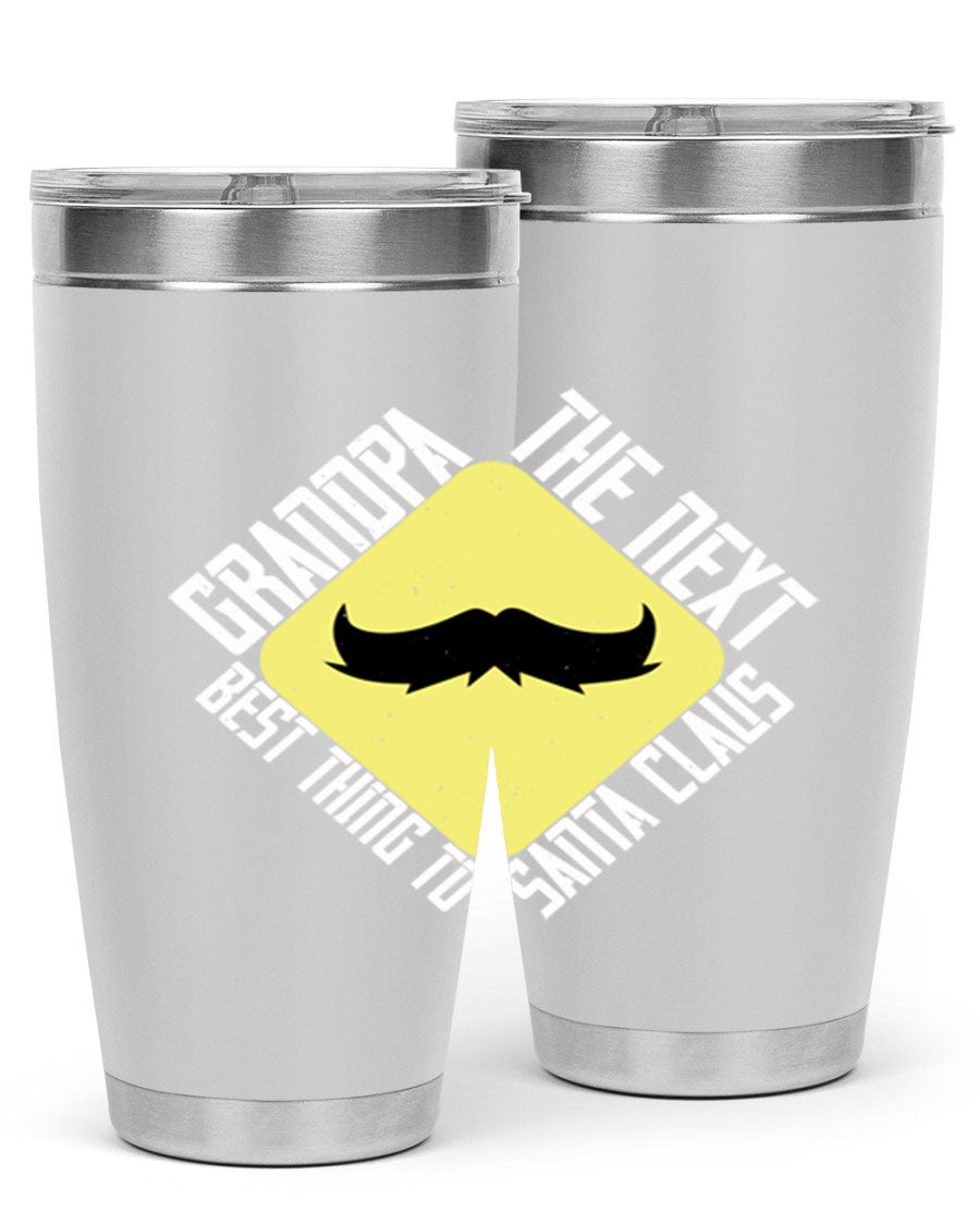 Grandpa Tumbler featuring a double wall vacuum design, perfect for hot and cold beverages, with a stylish print saying 'The next best thing to Santa Claus'.