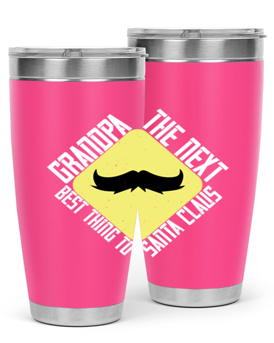 Grandpa Tumbler featuring a double wall vacuum design, perfect for hot and cold beverages, with a stylish print saying 'The next best thing to Santa Claus'.
