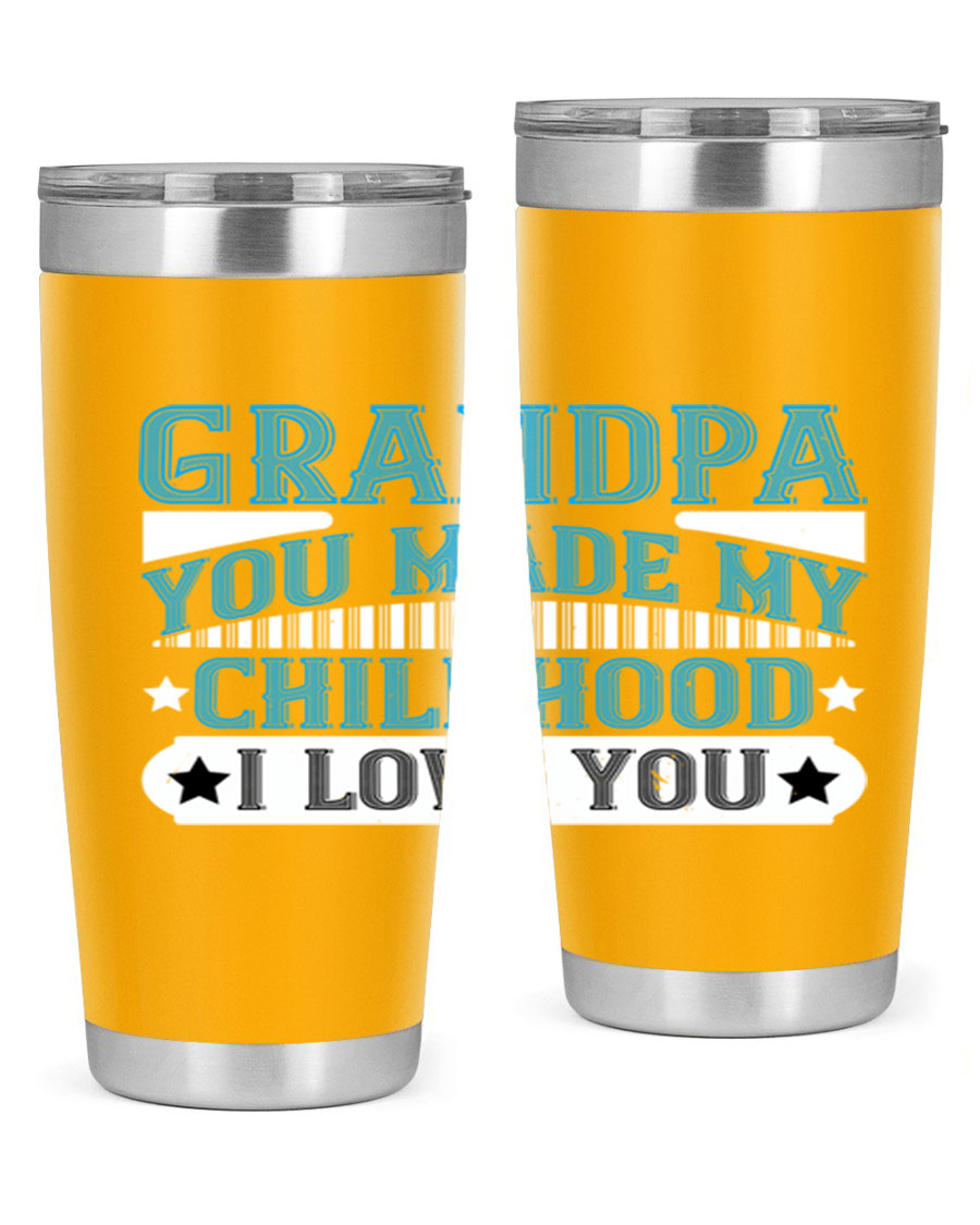 A stylish 20oz and 30oz stainless steel tumbler with a heartfelt message for grandpa, showcasing its double wall vacuum design.