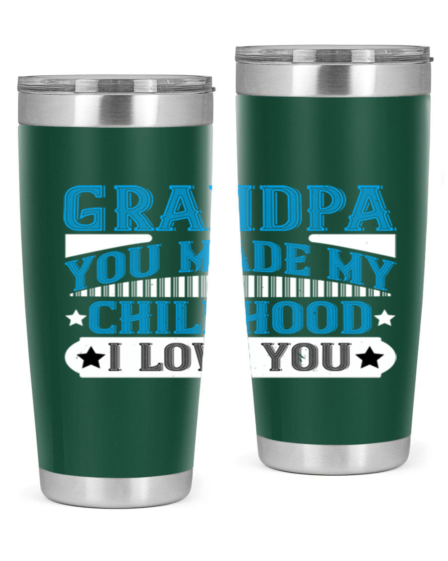 A stylish 20oz and 30oz stainless steel tumbler with a heartfelt message for grandpa, showcasing its double wall vacuum design.