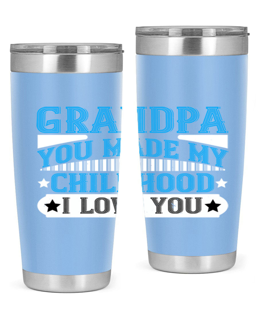 A stylish 20oz and 30oz stainless steel tumbler with a heartfelt message for grandpa, showcasing its double wall vacuum design.