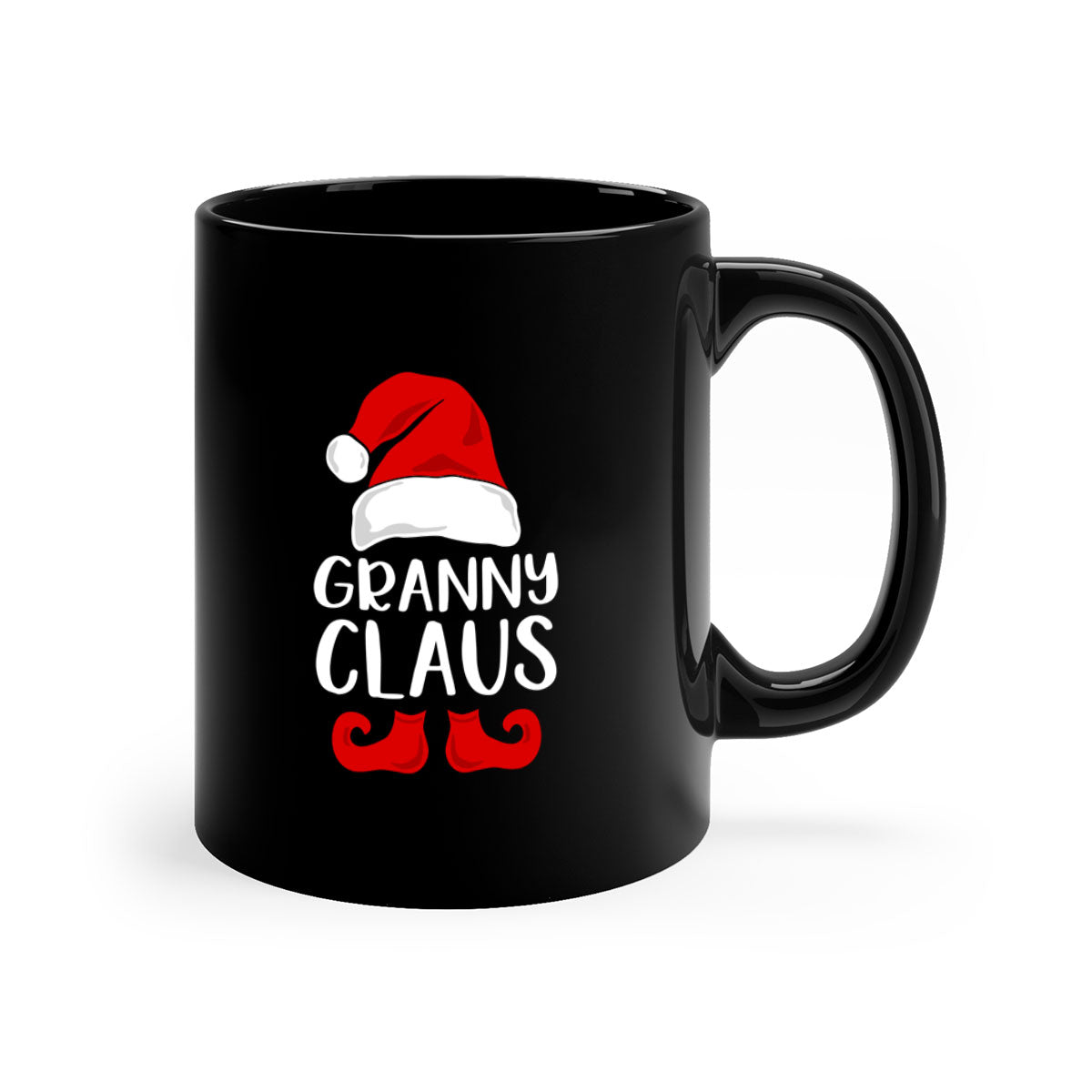 Granny Claus Style 49# Christmas Mug with colorful handle and glossy finish, perfect for holiday beverages.
