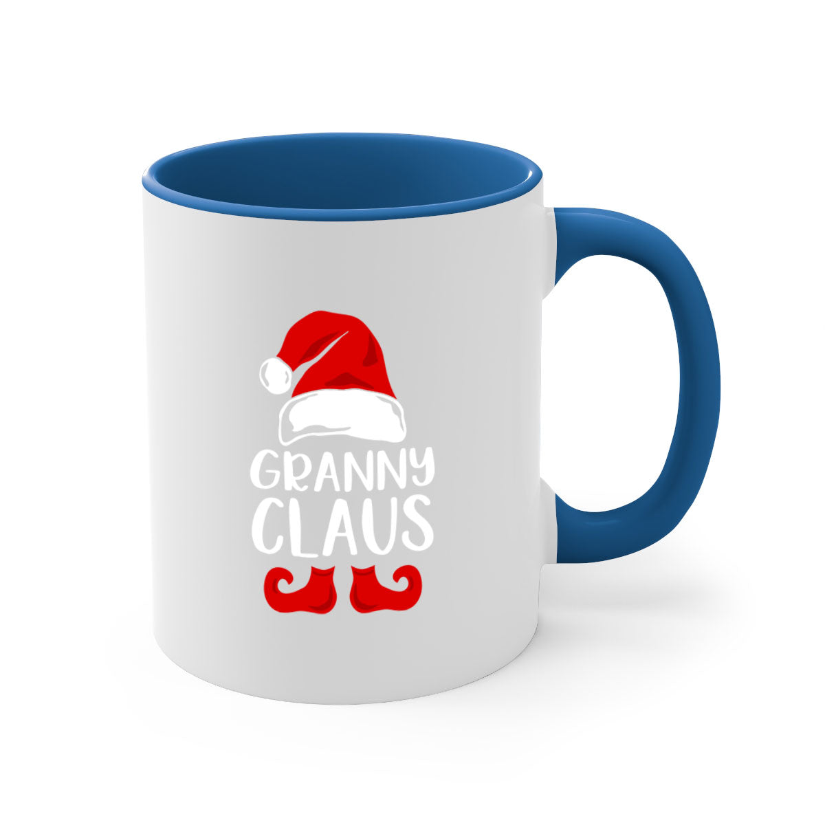 Granny Claus Style 49# Christmas Mug with colorful handle and glossy finish, perfect for holiday beverages.