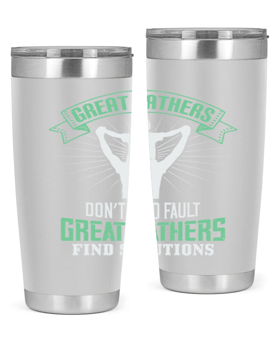 Great Fathers Don’t Find Fault 20oz Tumbler made of stainless steel with a drink-thru lid, featuring a heartfelt message for Father's Day.
