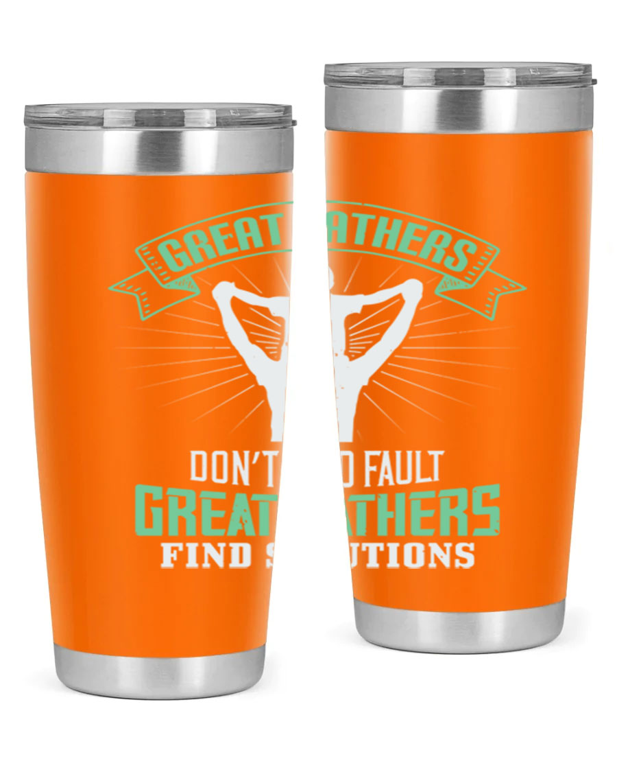 Great Fathers Don’t Find Fault 20oz Tumbler made of stainless steel with a drink-thru lid, featuring a heartfelt message for Father's Day.