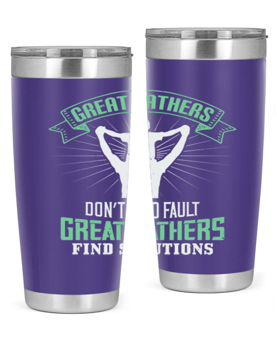 Great Fathers Don’t Find Fault 20oz Tumbler made of stainless steel with a drink-thru lid, featuring a heartfelt message for Father's Day.