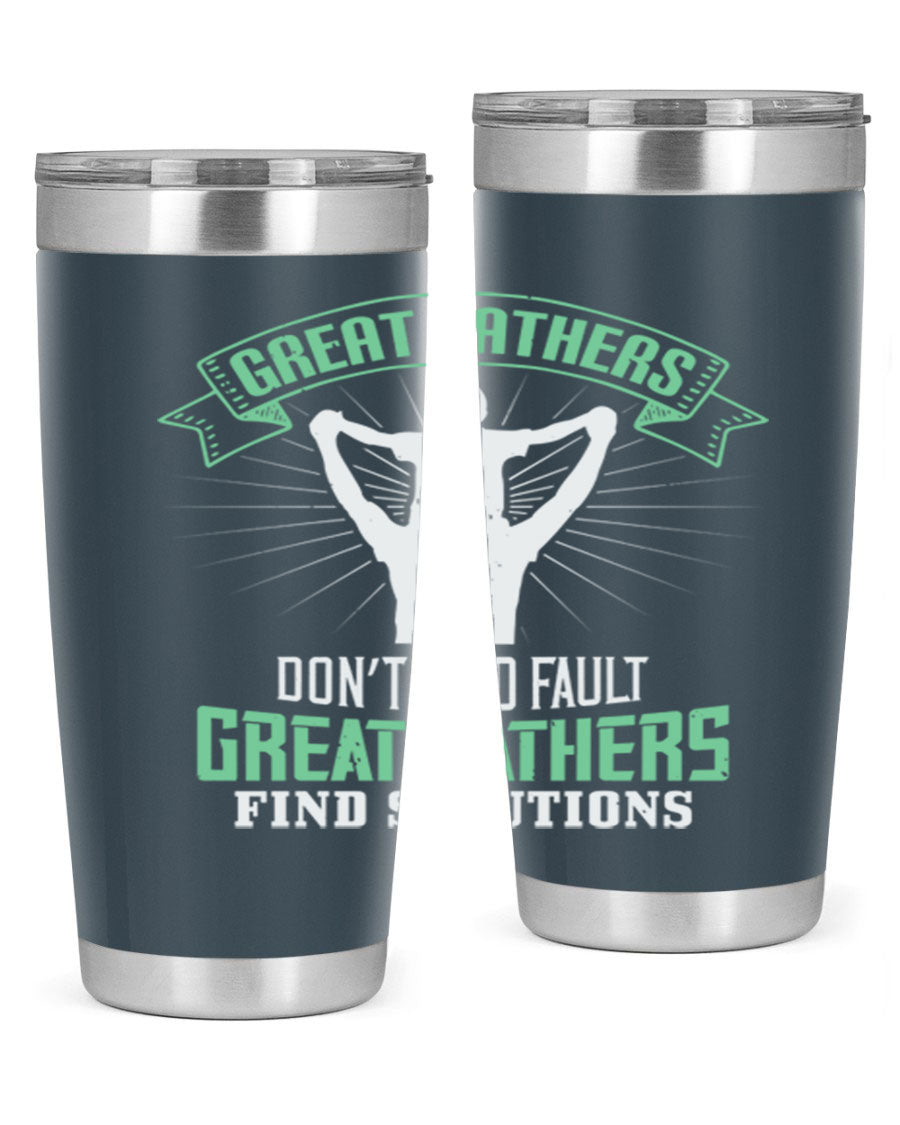Great Fathers Don’t Find Fault 20oz Tumbler made of stainless steel with a drink-thru lid, featuring a heartfelt message for Father's Day.