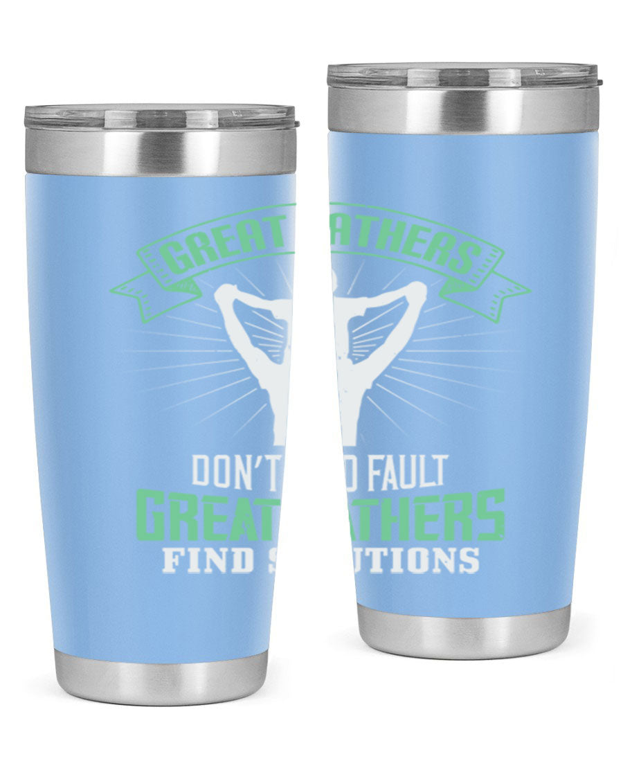 Great Fathers Don’t Find Fault 20oz Tumbler made of stainless steel with a drink-thru lid, featuring a heartfelt message for Father's Day.
