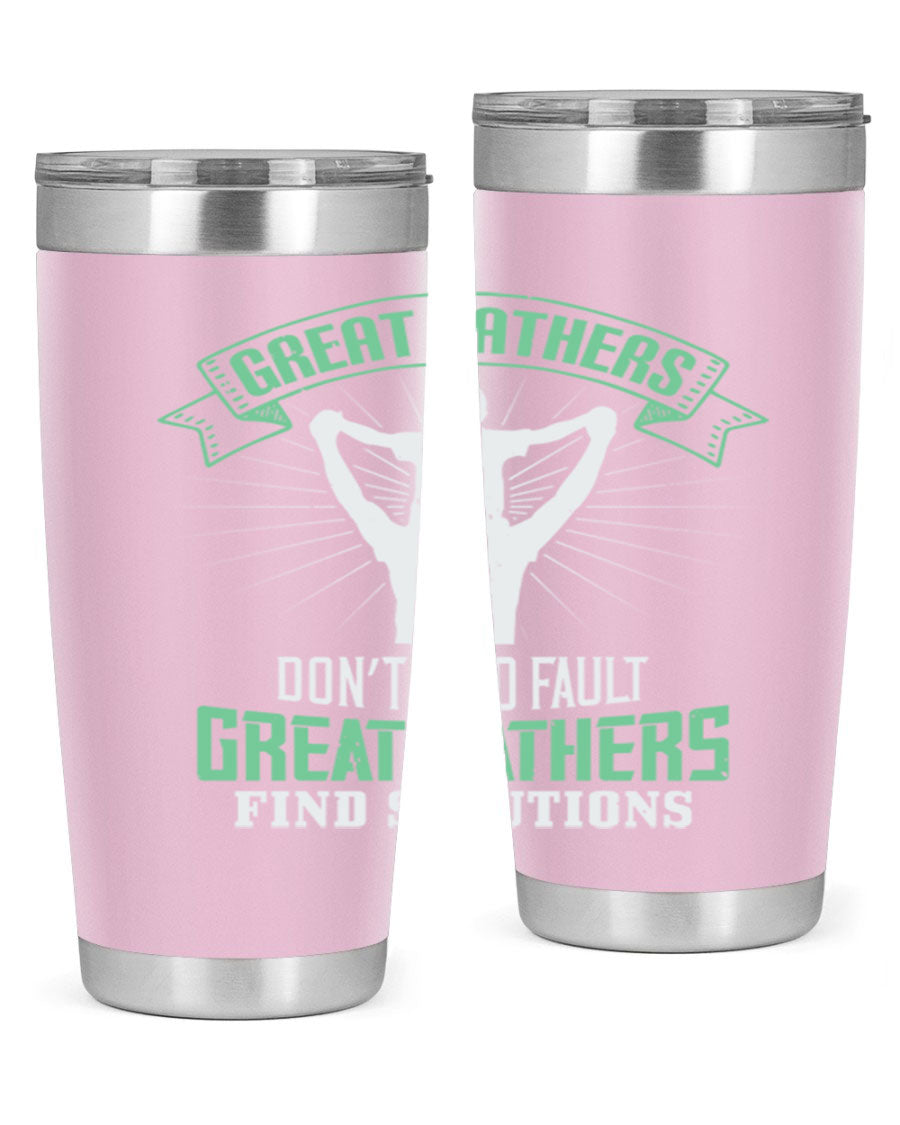 Great Fathers Don’t Find Fault 20oz Tumbler made of stainless steel with a drink-thru lid, featuring a heartfelt message for Father's Day.