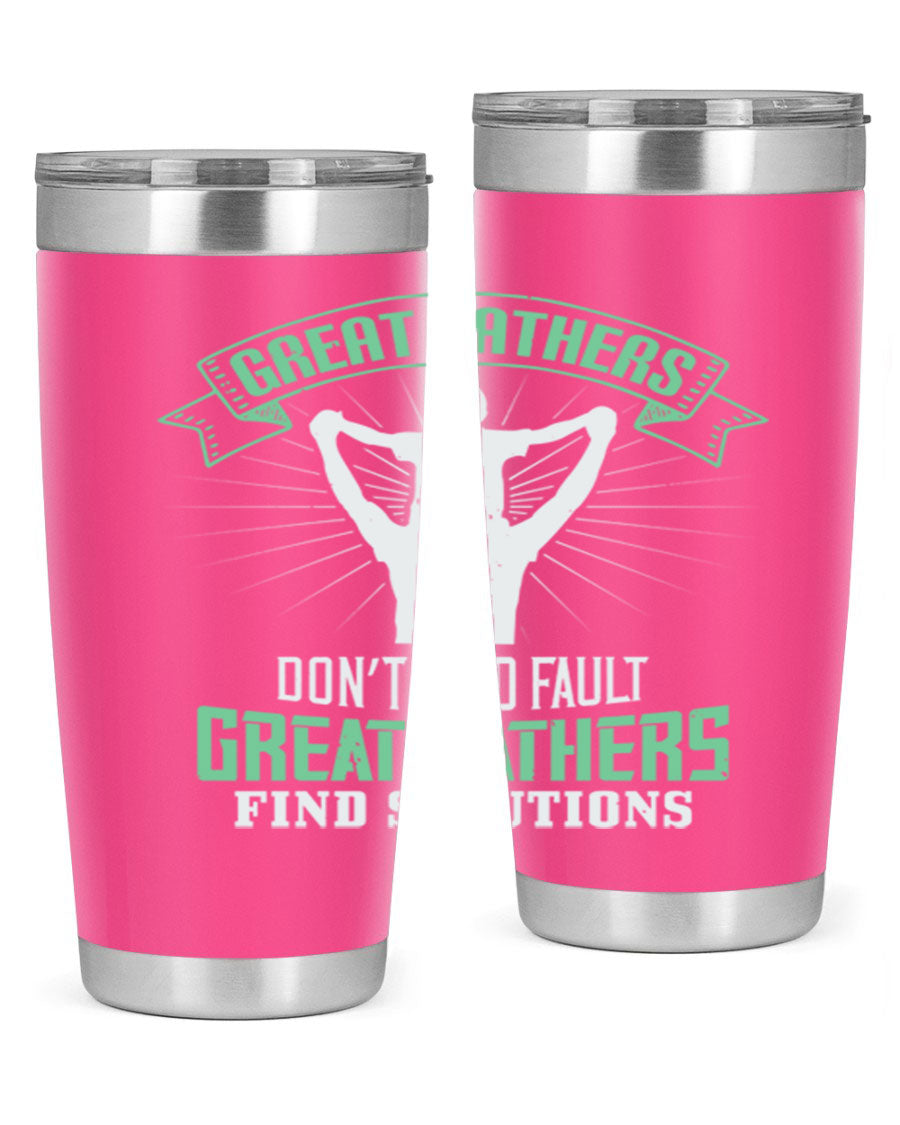 Great Fathers Don’t Find Fault 20oz Tumbler made of stainless steel with a drink-thru lid, featuring a heartfelt message for Father's Day.