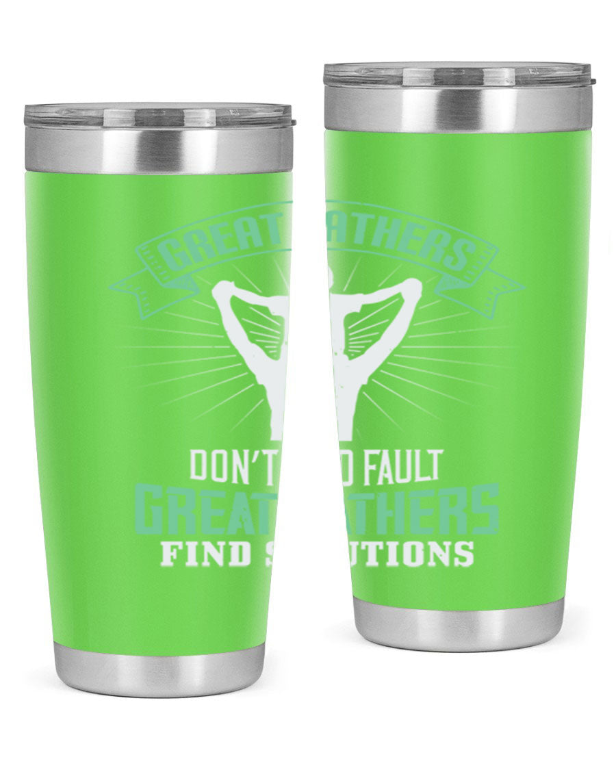 Great Fathers Don’t Find Fault 20oz Tumbler made of stainless steel with a drink-thru lid, featuring a heartfelt message for Father's Day.