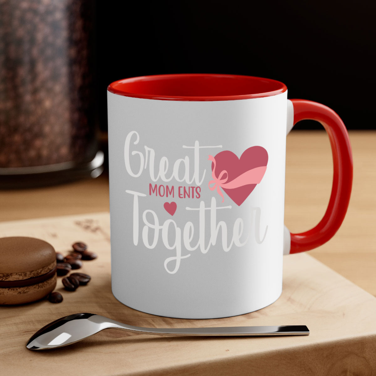 Great Mom Ents Together Mug in five vibrant colors with a glossy finish and C-shaped handle.