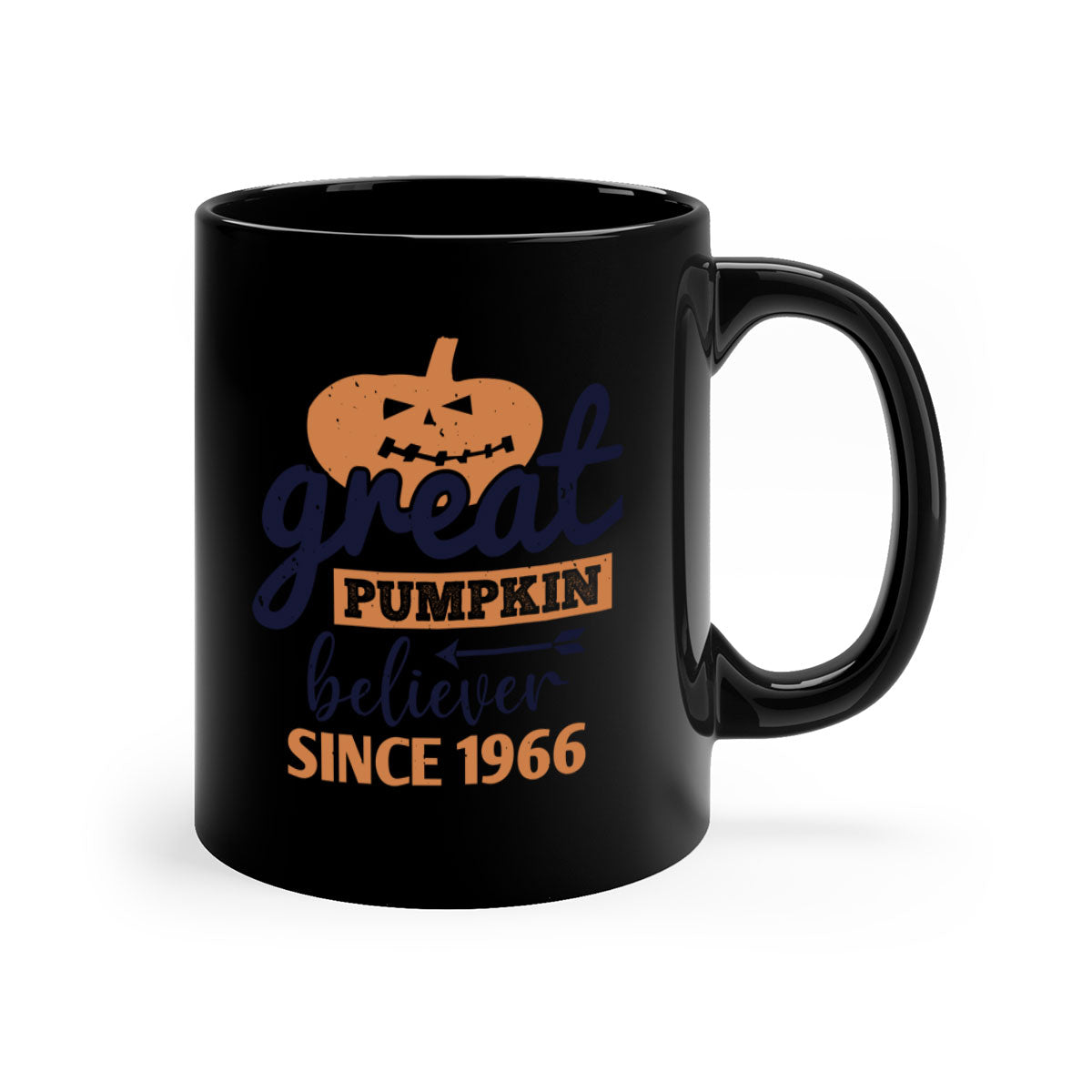 Great Pumpkin Believer Mug featuring a glossy finish, colored handle, and two-tone design, perfect for Halloween celebrations.