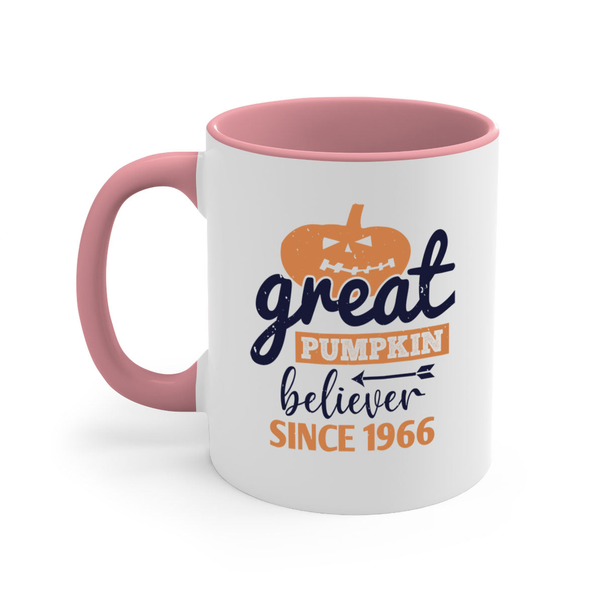 Great Pumpkin Believer Mug featuring a glossy finish, colored handle, and two-tone design, perfect for Halloween celebrations.