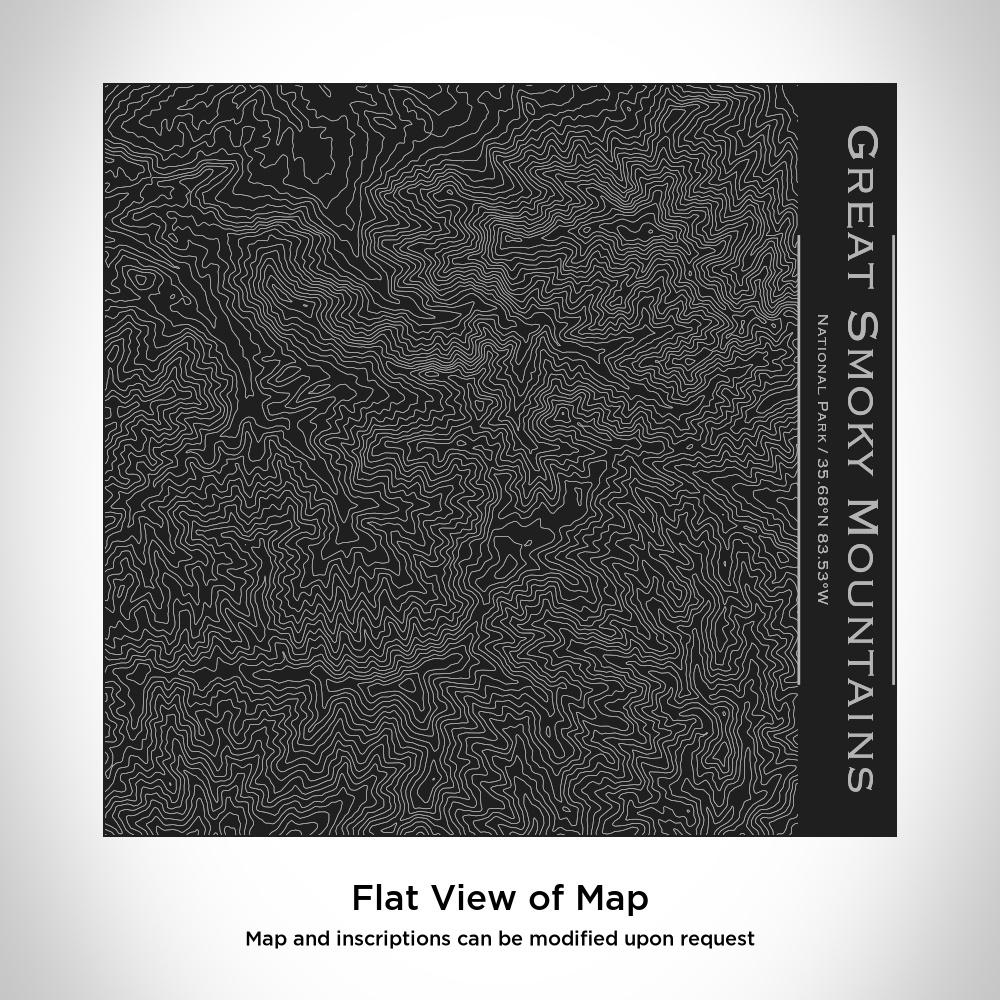 Custom engraved stainless steel tumbler featuring a map of Great Smoky Mountains National Park in matte black finish.