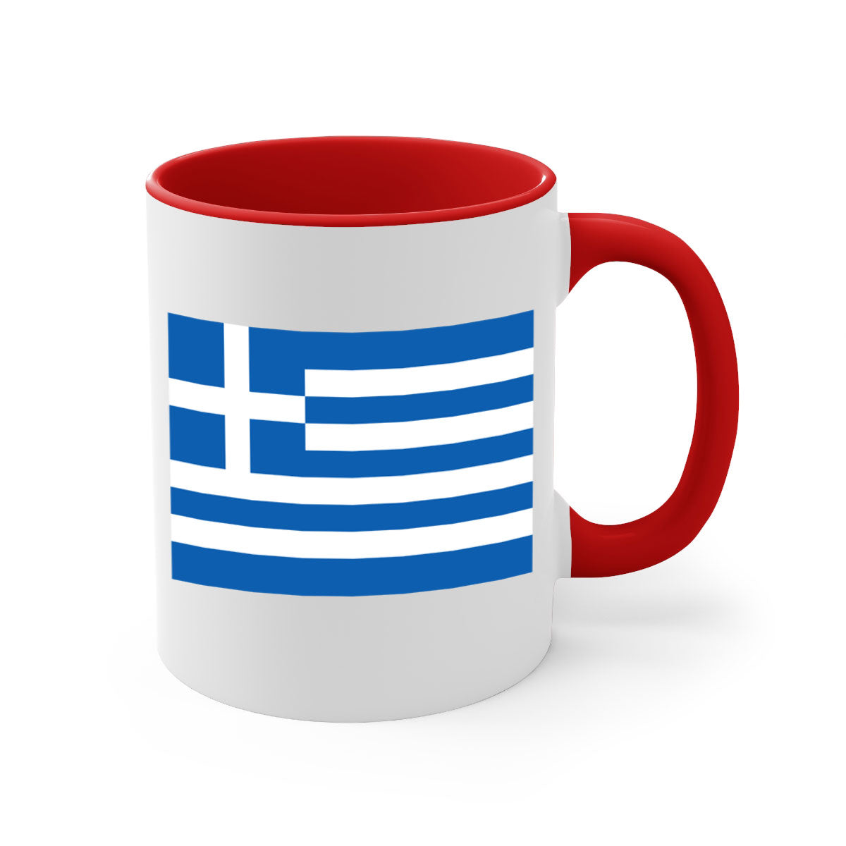 Greece 131# Mug featuring a glossy finish with a colored handle and interior, available in multiple colors and sizes.