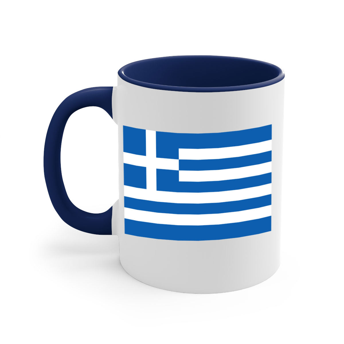 Greece 131# Mug featuring a glossy finish with a colored handle and interior, available in multiple colors and sizes.