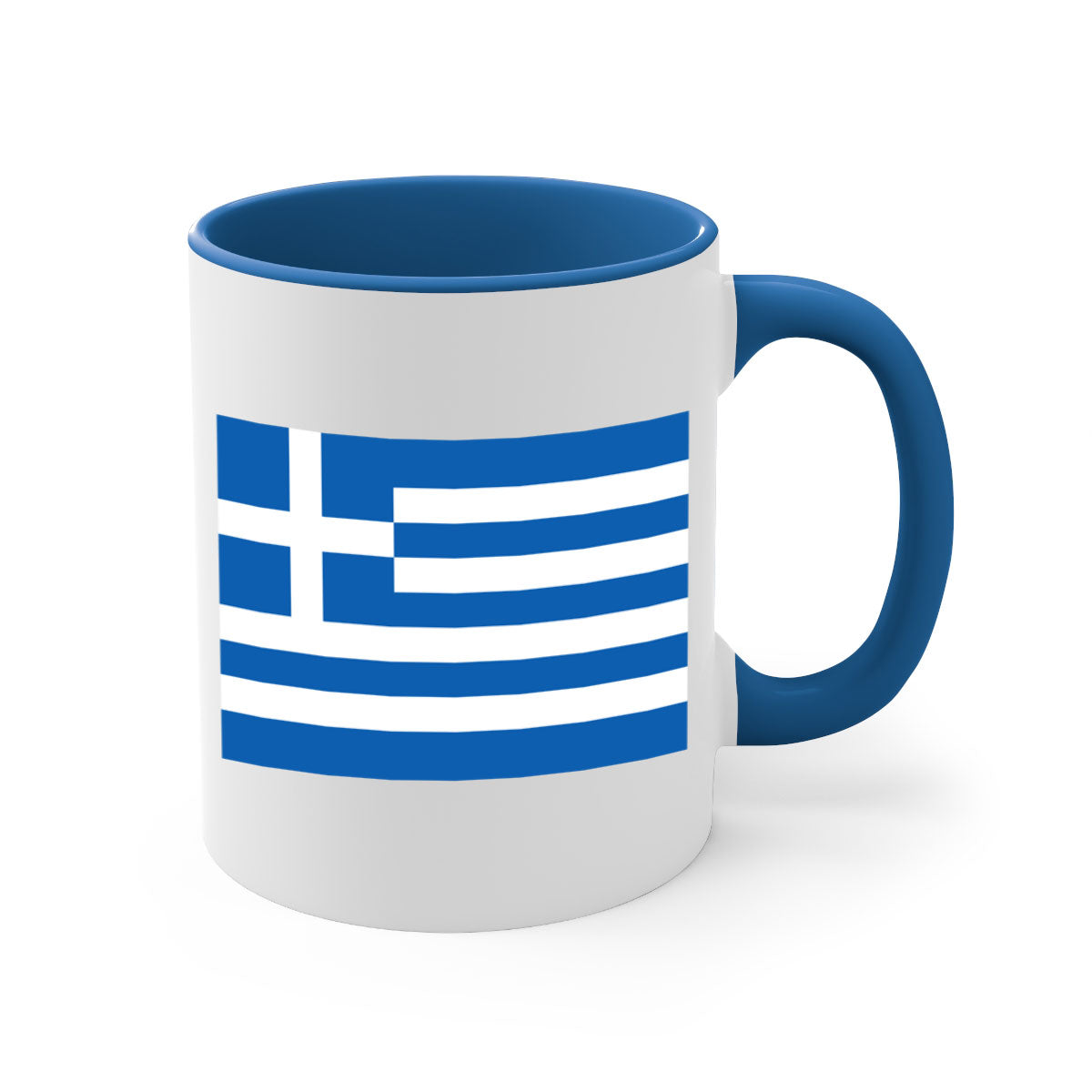 Greece 131# Mug featuring a glossy finish with a colored handle and interior, available in multiple colors and sizes.