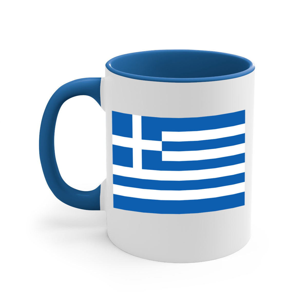 Greece 131# Mug featuring a glossy finish with a colored handle and interior, available in multiple colors and sizes.