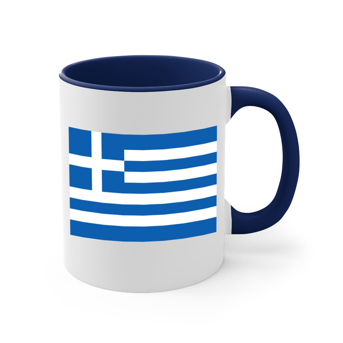 Greece 131# Mug featuring a glossy finish with a colored handle and interior, available in multiple colors and sizes.