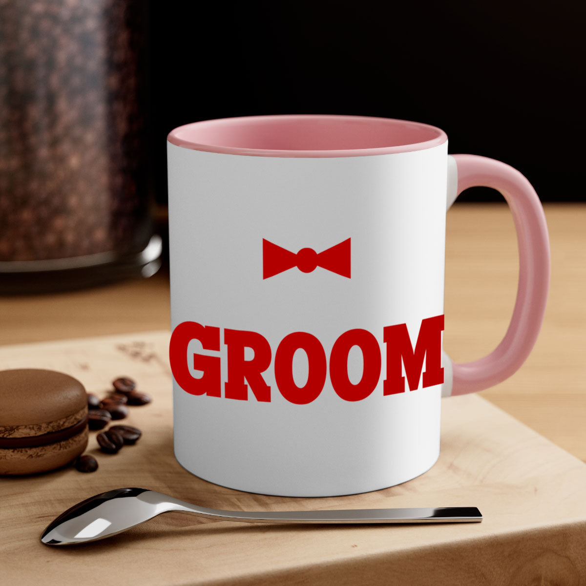 Groom 12# Mug featuring a glossy finish with a colored handle and interior, available in multiple colors and sizes.